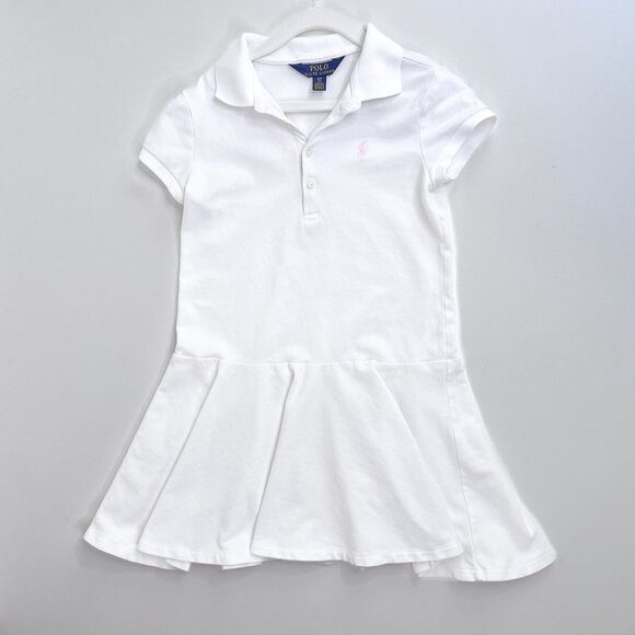 Polo Ralph Lauren Other - Polo Ralph Lauren Girls' White Cotton Mesh Day Dress Logo Button-Down Size 6